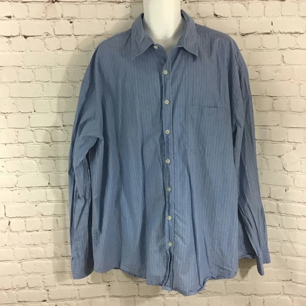 Old Navy Men’s Blue Striped Button Down Cotton Shirt - Size XXL